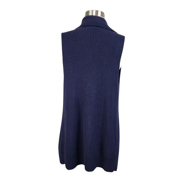 Talbots Womens Open Front Drape Cardigan Vest Size Small Petite Navy Blue Knit - Picture 4 of 9